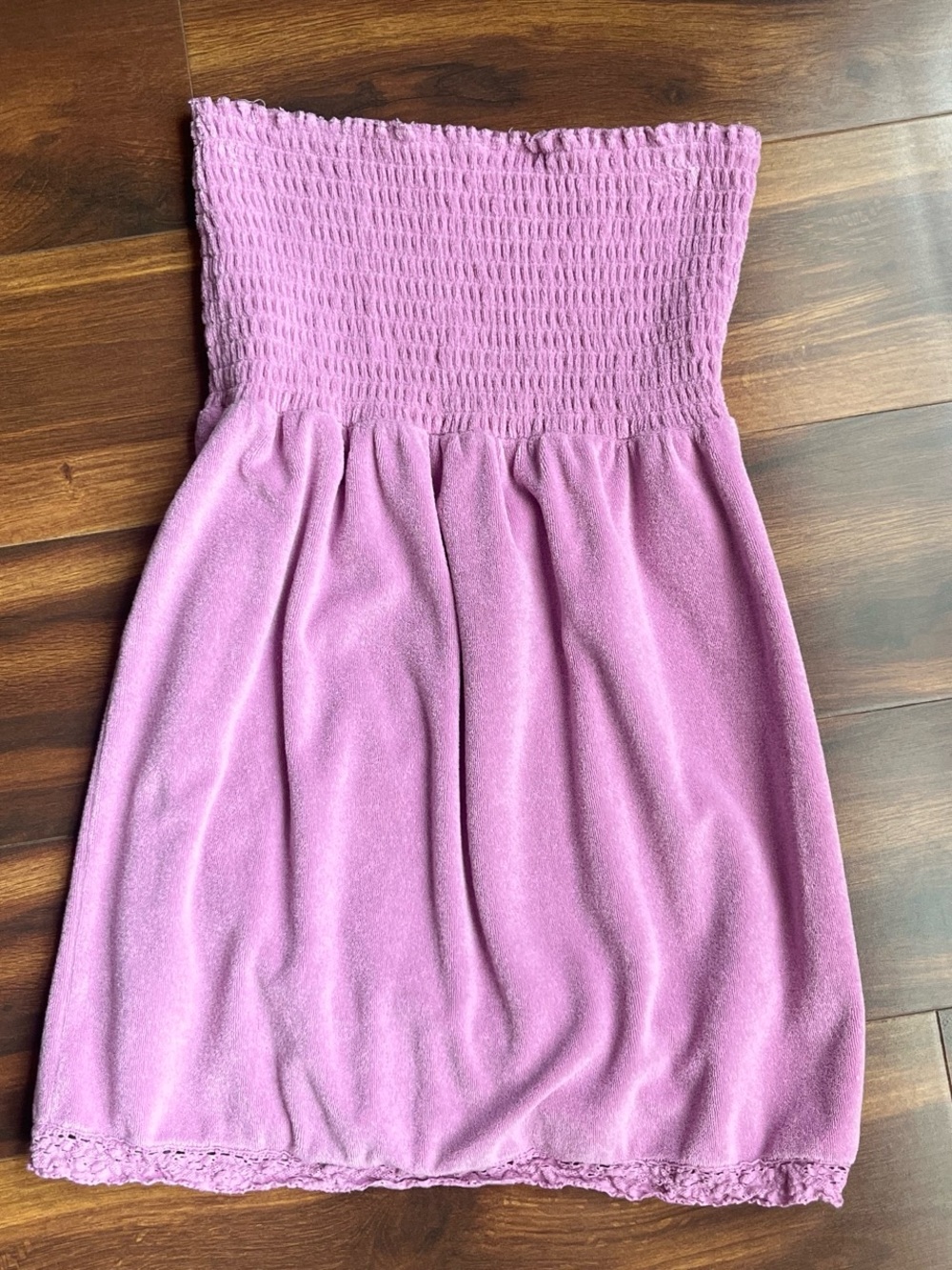 Women Smocked Tube Dress in Lavender Pink